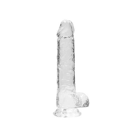 Przezroczyste dildo gumowe z prostym trzonem 21cm